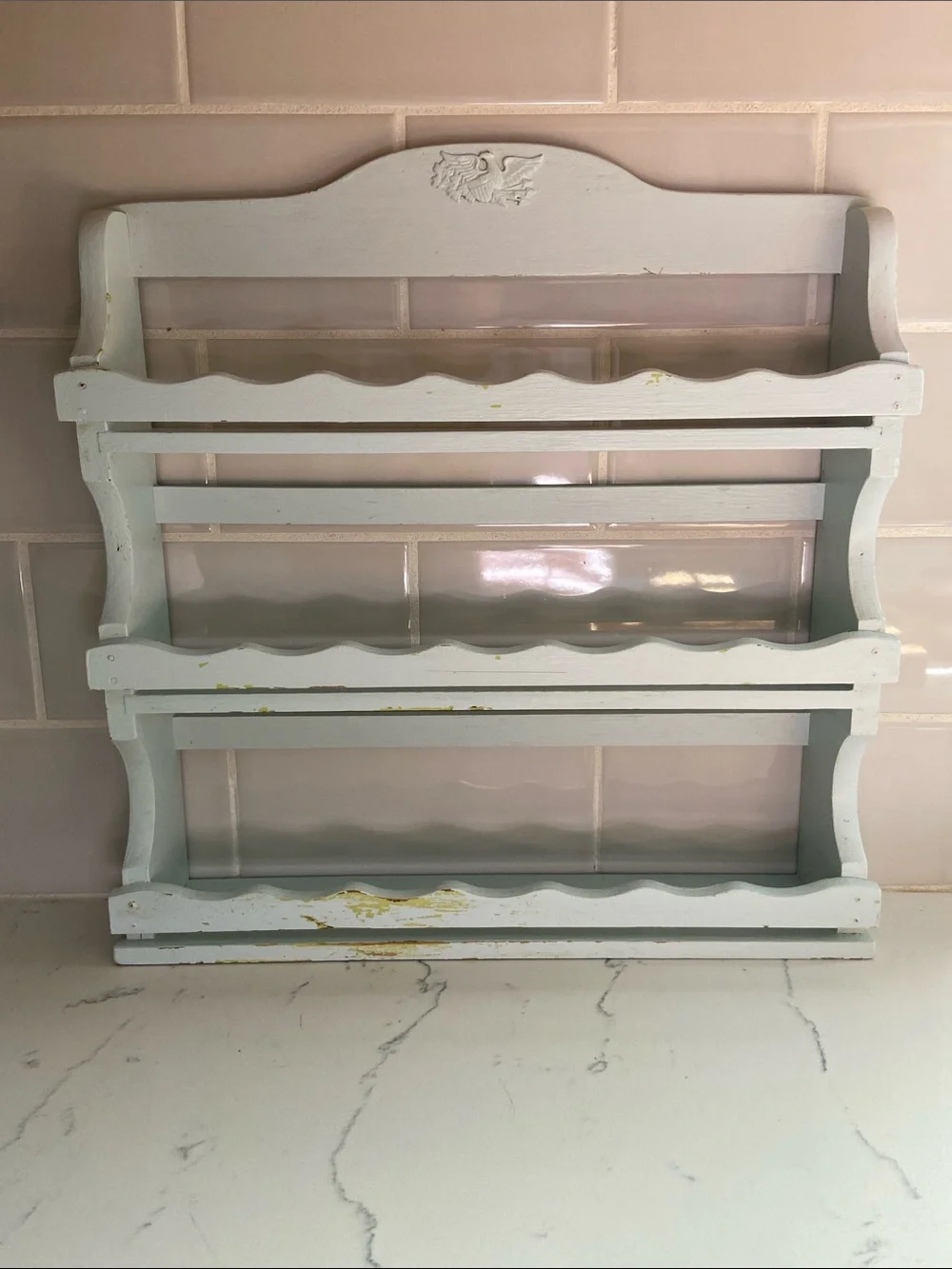 Vintage 1940s Wooden Wall Spice Rack 3 Tier Farmhouse Cottage Kitchen Shelf